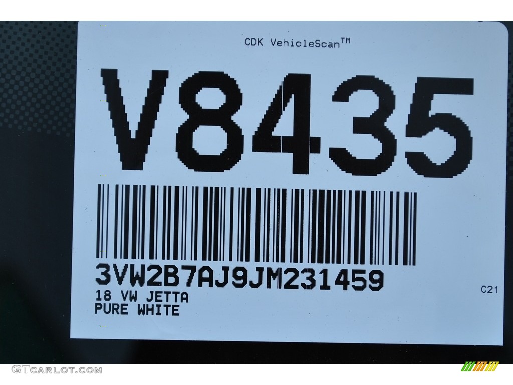 2018 Jetta S - Pure White / Black/Palladium Gray photo #20