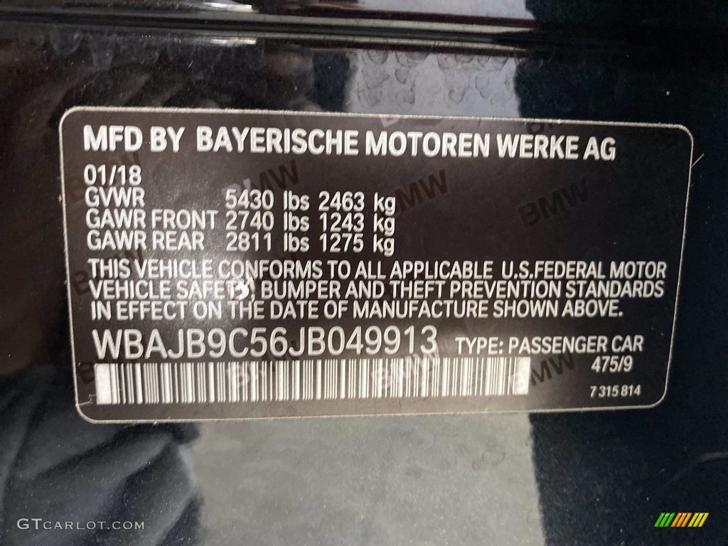 2018 5 Series M550i xDrive Sedan - Black Sapphire Metallic / Black photo #37