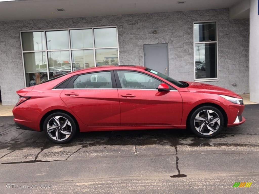 2021 Elantra Limited Hybrid - Scarlet Red Pearl / Medium Gray photo #2