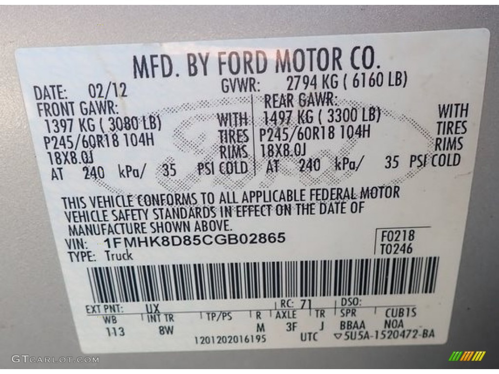 2012 Explorer XLT 4WD - Ingot Silver Metallic / Charcoal Black photo #43