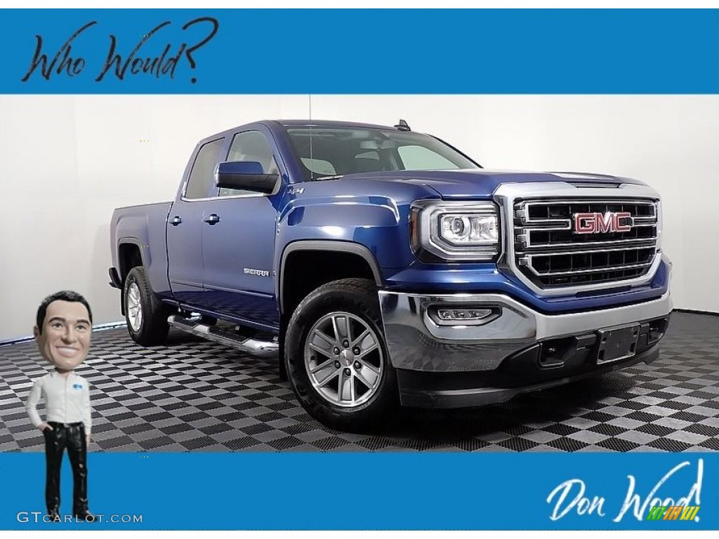 2017 Sierra 1500 SLE Double Cab 4WD - Stone Blue Metallic / Jet Black photo #1
