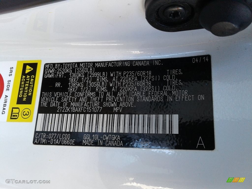 2015 Lexus RX 350 Color Code Photos
