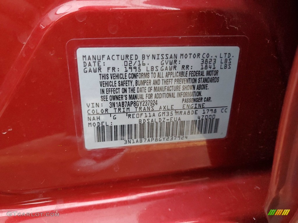 2016 Sentra Color Code NAH for Cayenne Red Photo #141684582