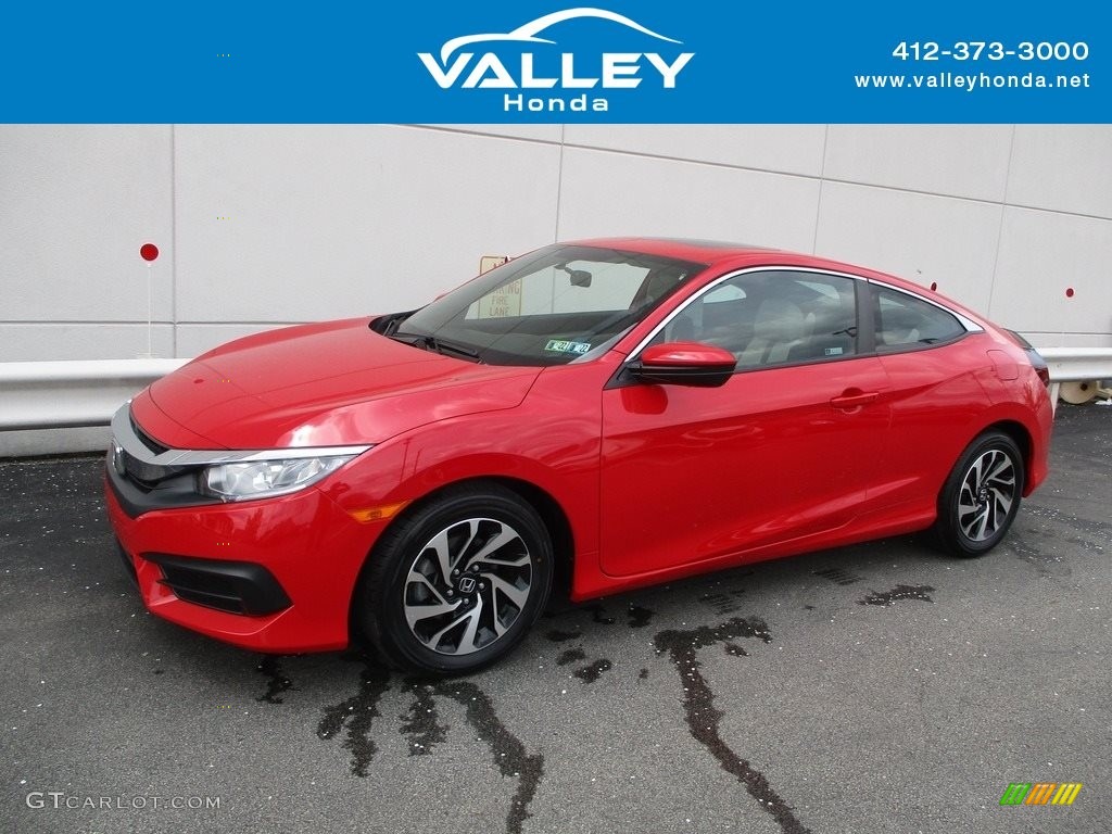 2018 Civic LX-P Coupe - Rallye Red / Black/Ivory photo #1