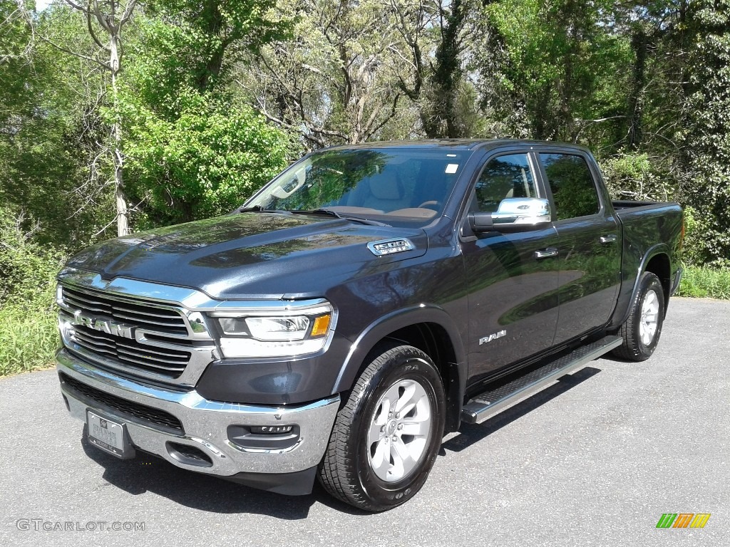 2019 1500 Laramie Crew Cab 4x4 - Maximum Steel Metallic / Mountain Brown/Light Frost Beige photo #3