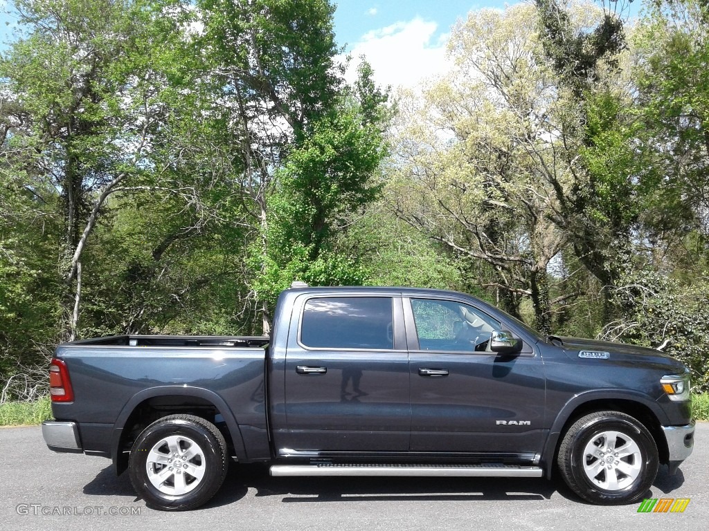 2019 1500 Laramie Crew Cab 4x4 - Maximum Steel Metallic / Mountain Brown/Light Frost Beige photo #6