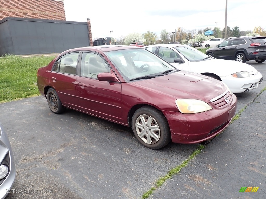 2003 Civic EX Sedan - Radiant Ruby Pearl / Black photo #3