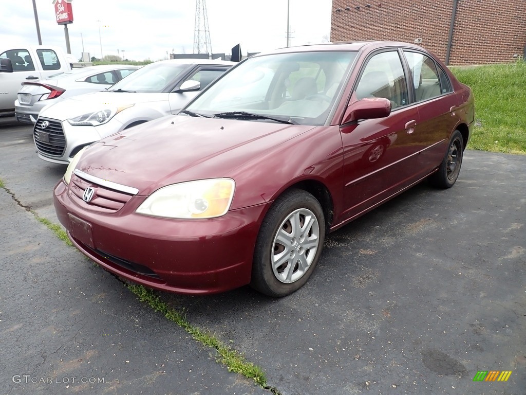 2003 Civic EX Sedan - Radiant Ruby Pearl / Black photo #6