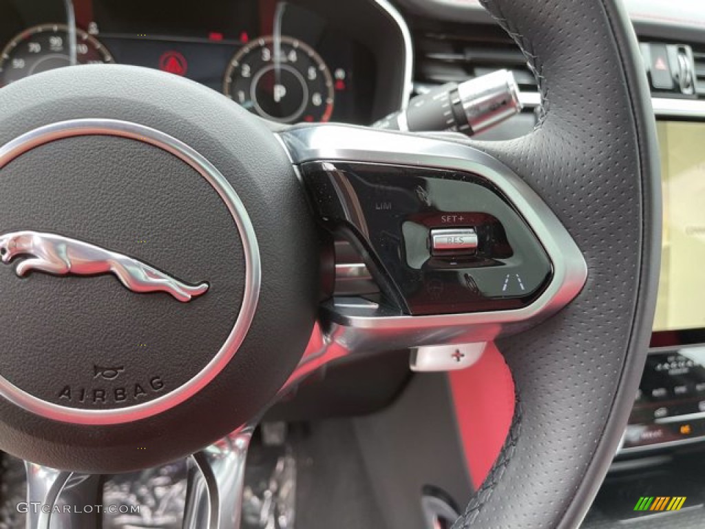 2021 Jaguar F-PACE P400 R Ebony/Mars Red Steering Wheel Photo #141707099