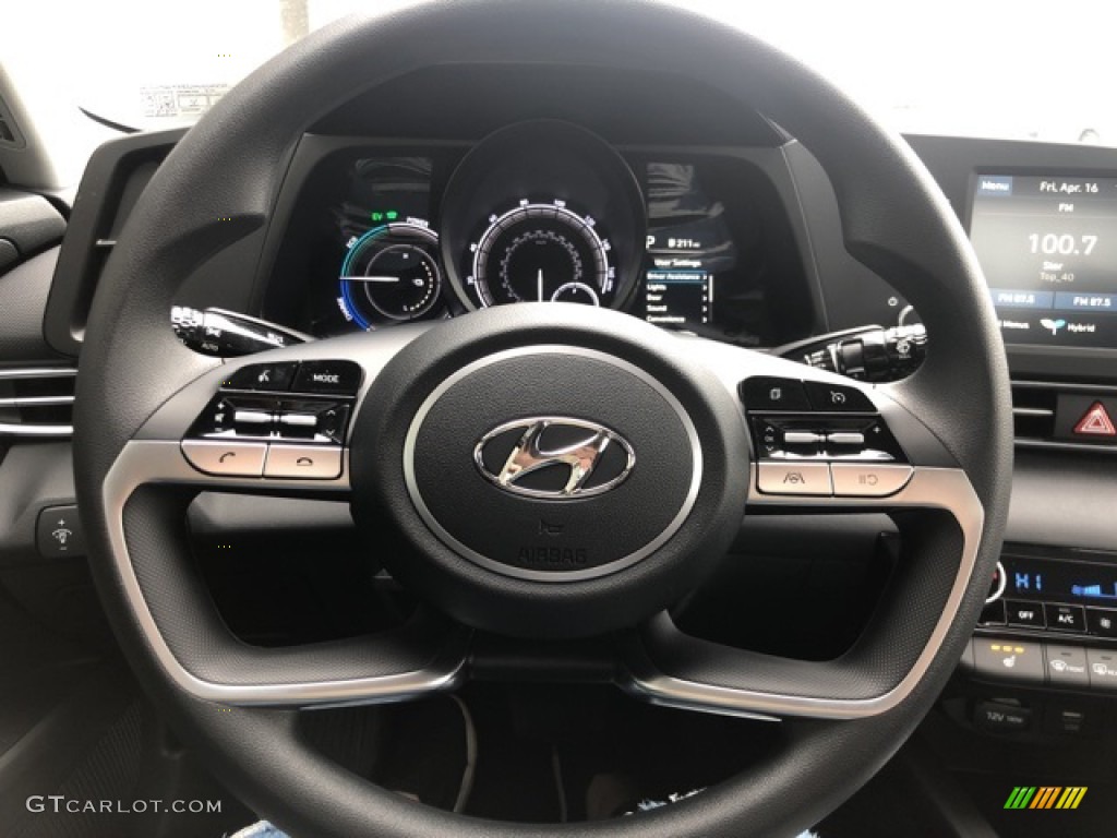 2021 Elantra Blue Hybrid - Electric Shadow / Black photo #7