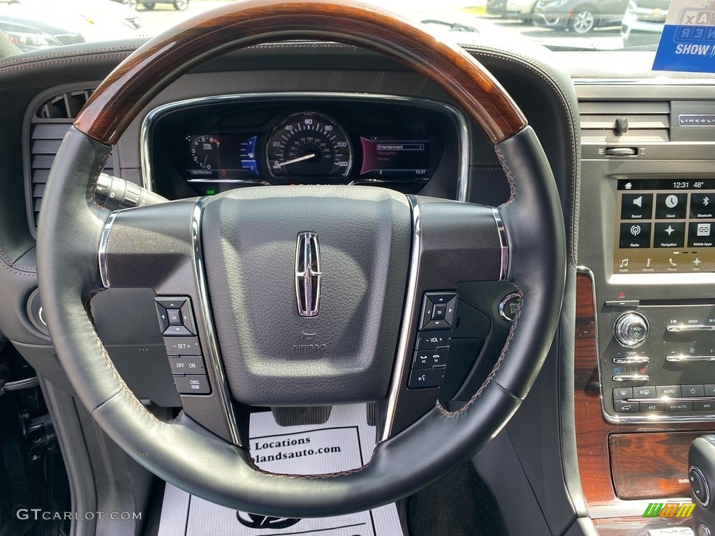 2017 Lincoln Navigator L Reserve 4x4 Ebony Steering Wheel Photo #141711074
