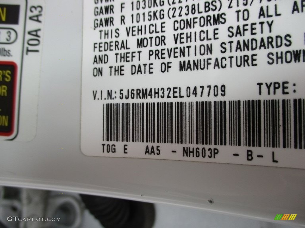 2014 CR-V LX AWD - White Diamond Pearl / Black photo #19