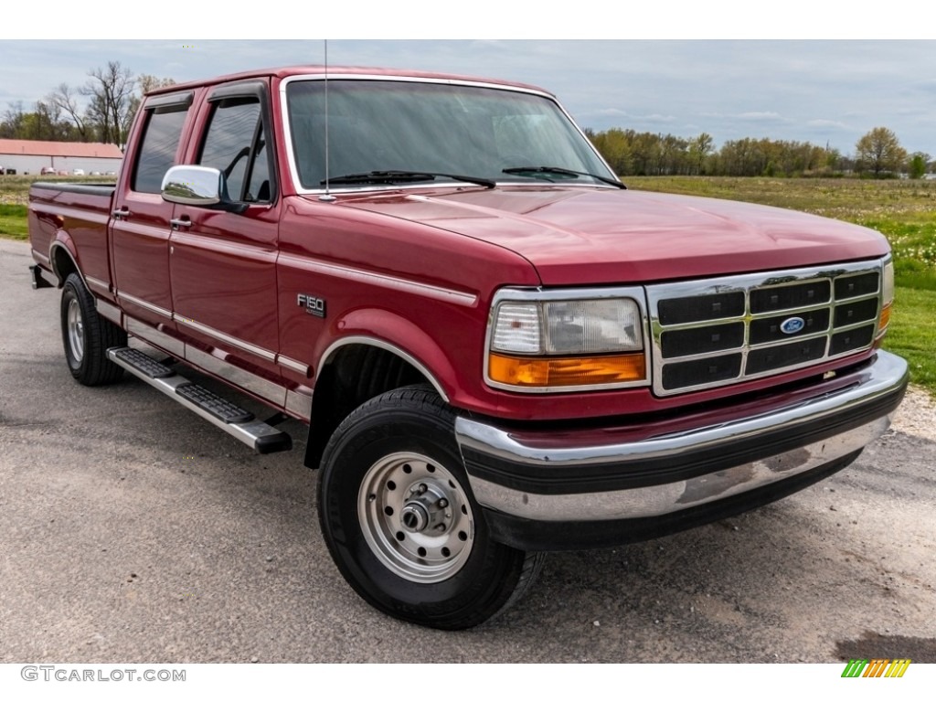 1995 F150 XLT Extended Cab 4x4 - Electric Currant Red Pearl / Gray photo #1
