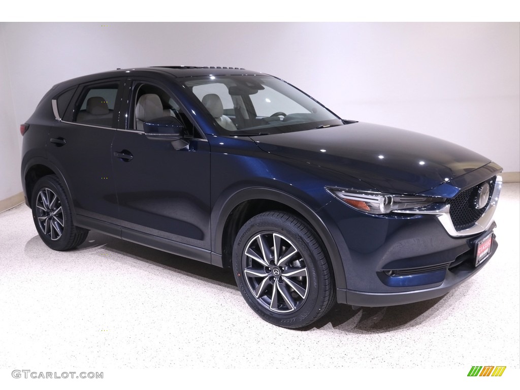2017 CX-5 Grand Touring AWD - Deep Crystal Blue Mica / Parchment photo #1