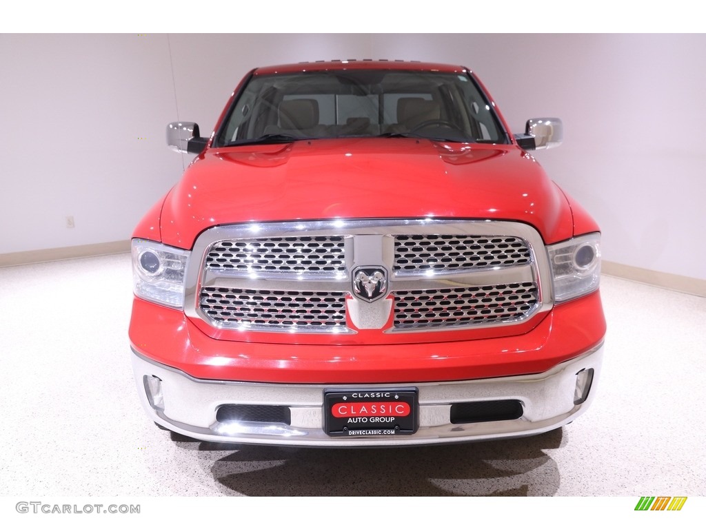 2014 1500 Laramie Crew Cab 4x4 - Flame Red / Canyon Brown/Light Frost Beige photo #2