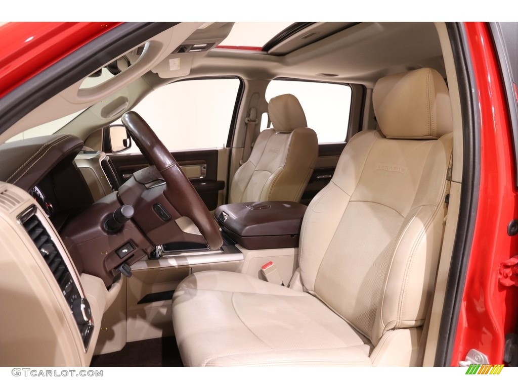 2014 1500 Laramie Crew Cab 4x4 - Flame Red / Canyon Brown/Light Frost Beige photo #5
