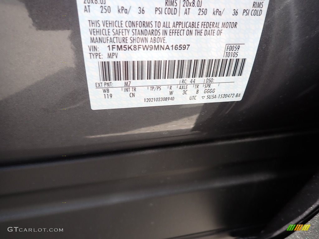 2021 Explorer Color Code MZ for Carbonized Gray Metallic Photo #141726041