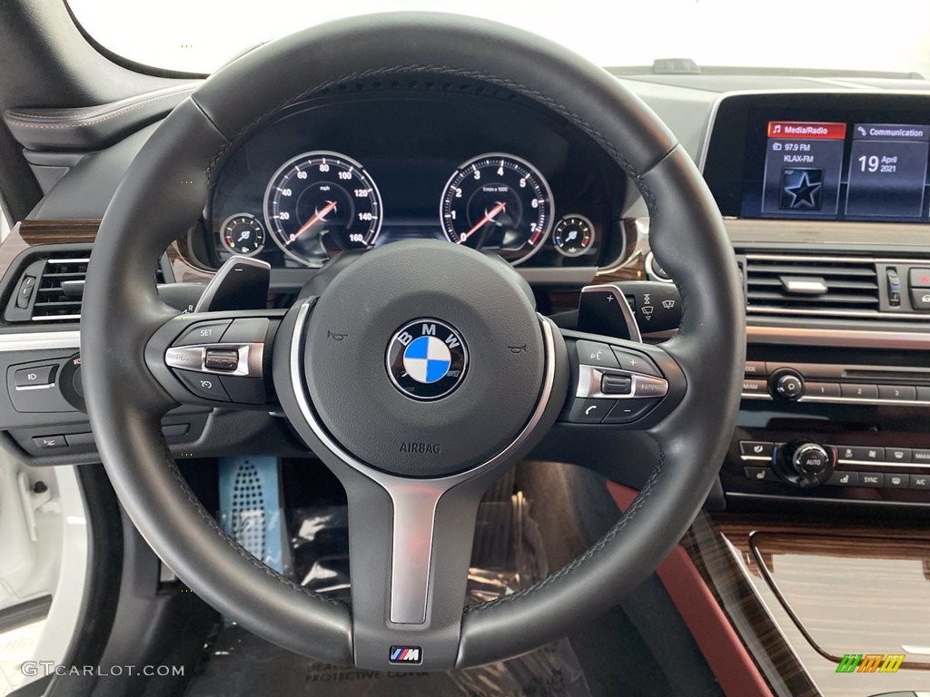 2018 BMW 6 Series 640i Convertible Vermilion Red Steering Wheel Photo #141730598