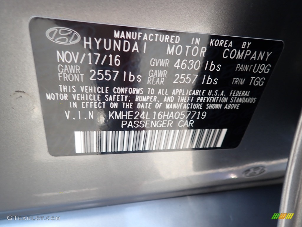 2017 Hyundai Sonata SE Color Code Photos