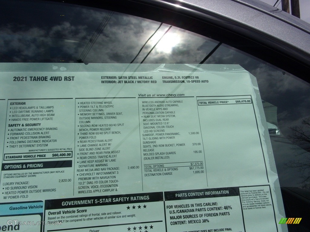 2021 Chevrolet Tahoe RST 4WD Window Sticker Photo #141732617