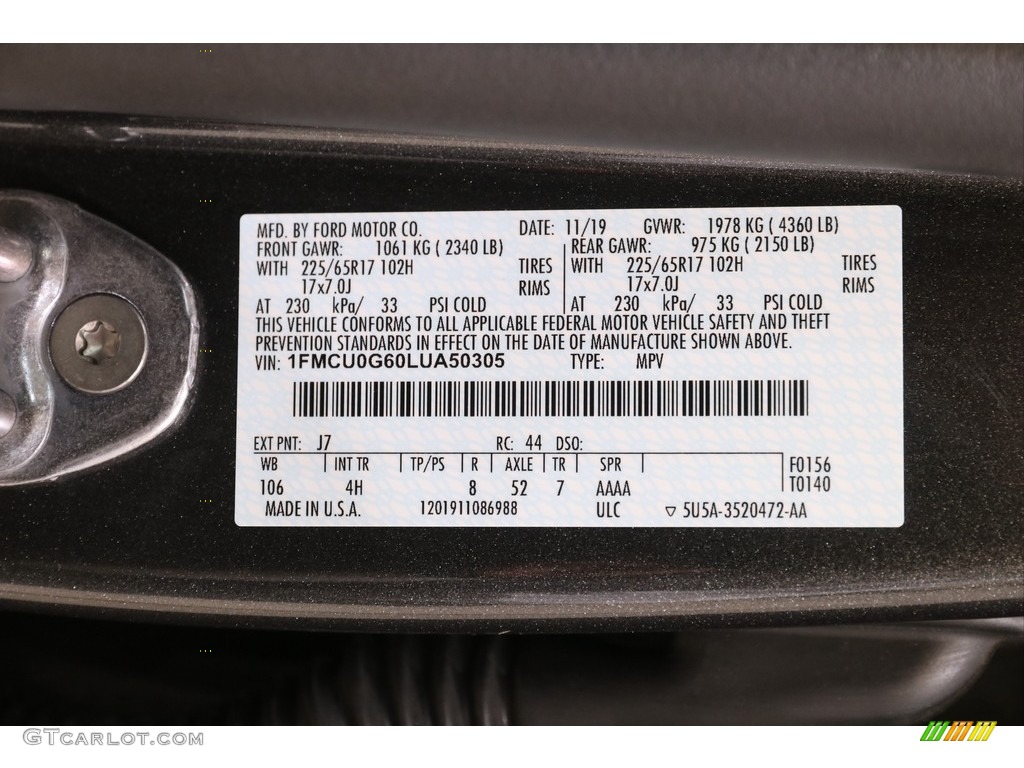 2020 Escape Color Code J7 for Magnetic Metallic Photo #141736148