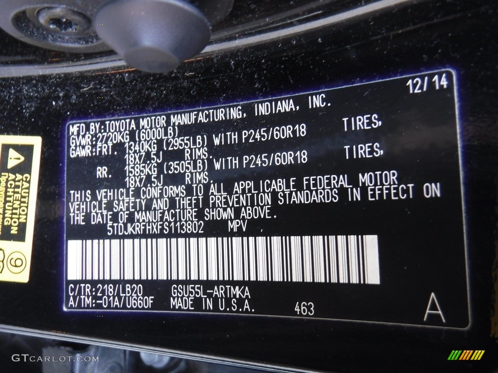 2015 Highlander XLE AWD - Attitude Black Metallic / Black photo #29