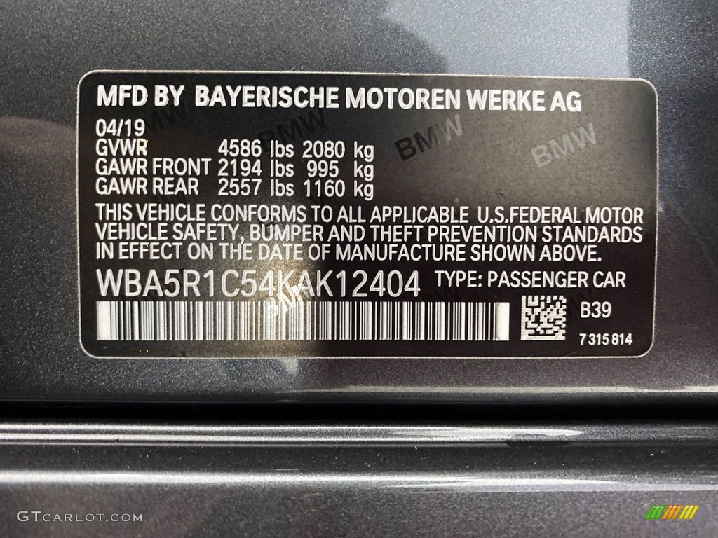 2019 BMW 3 Series 330i Sedan Color Code Photos