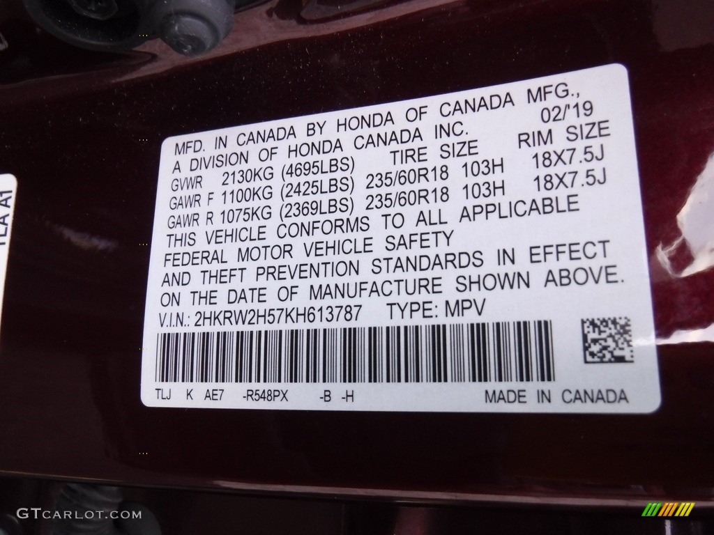2019 CR-V EX AWD - Basque Red Pearl II / Gray photo #29