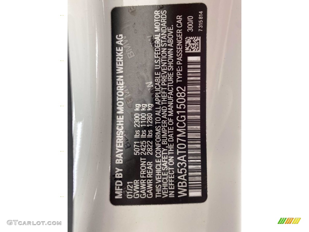 2021 4 Series Color Code 300 for Alpine White Photo #141747758