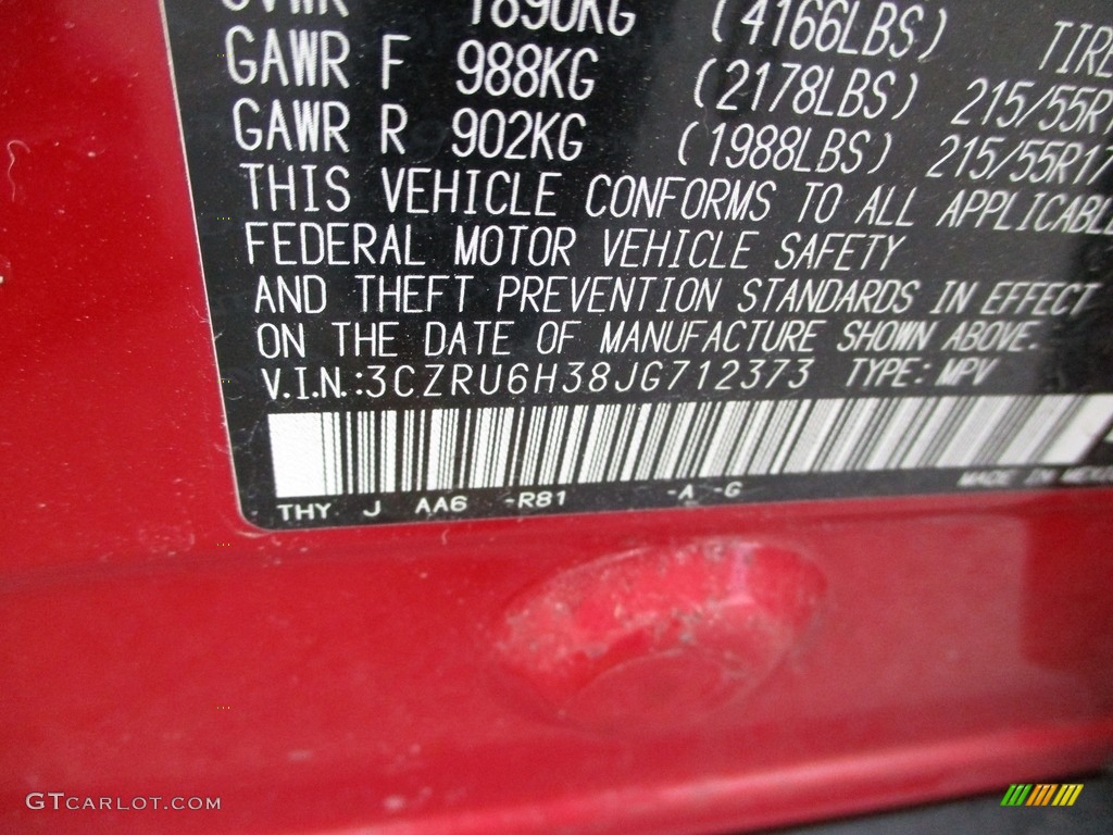 2018 HR-V Color Code R81 for Milano Red Photo #141753107