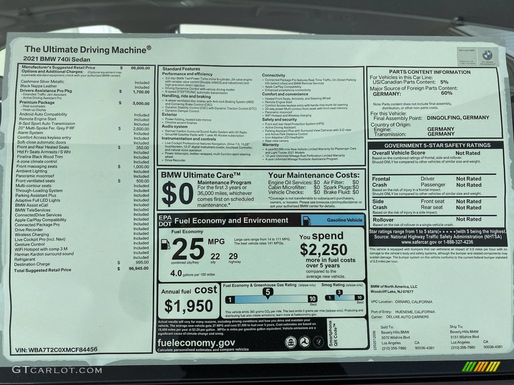 2021 7 Series 740i Sedan - Cashmere Silver Metallic / Black photo #25