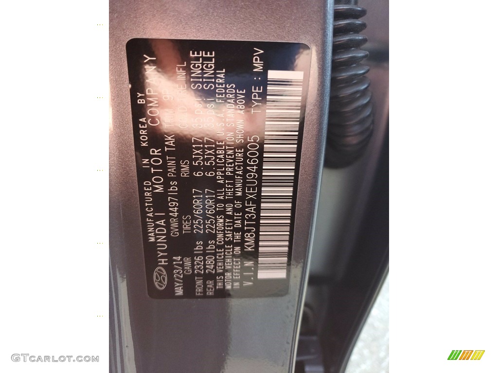 2014 Tucson GLS - Shadow Gray / Black photo #30