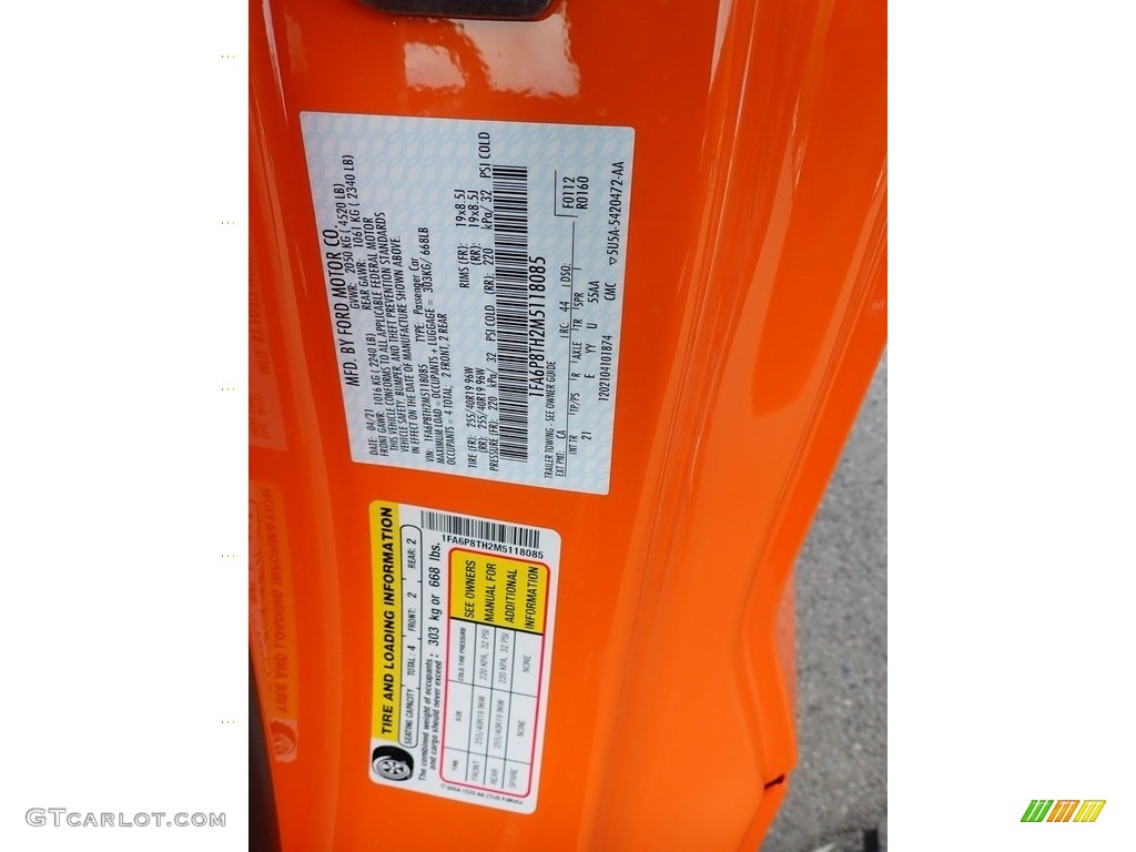 2021 Mustang Color Code CA for Twister Orange Tri-Coat Photo #141765923