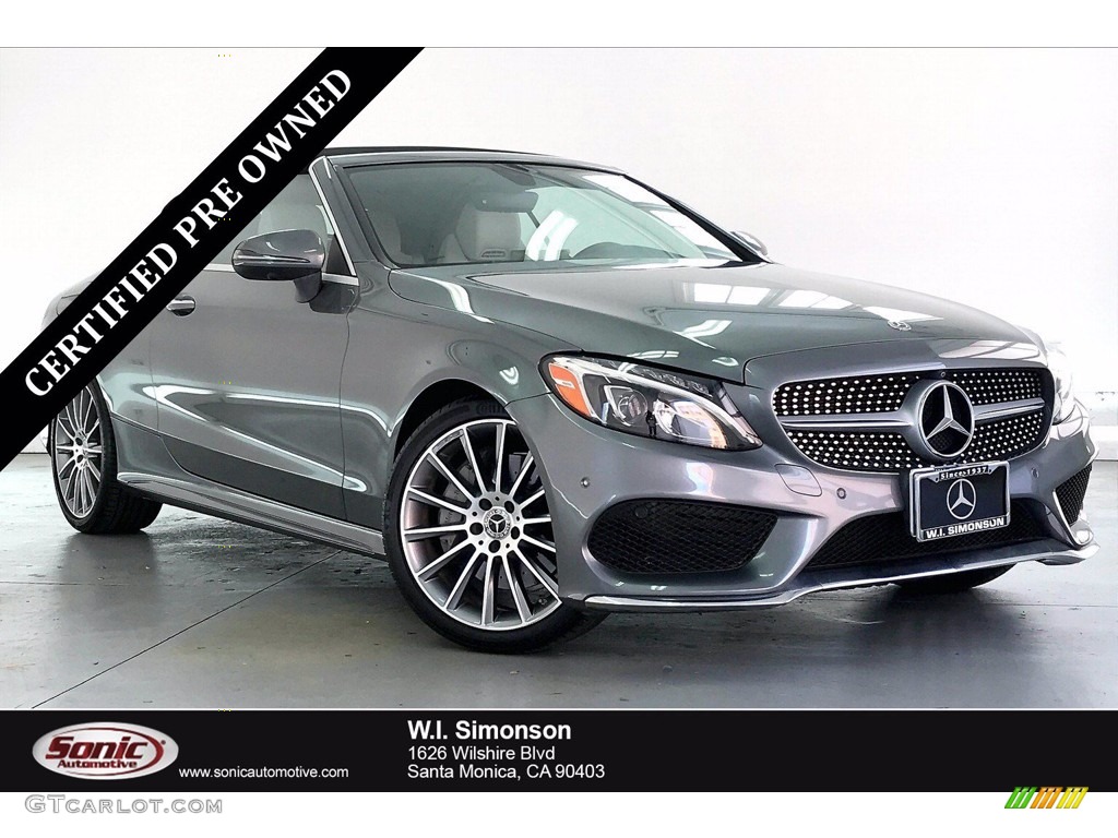 2018 C 300 Cabriolet - Selenite Grey Metallic / Crystal Grey/Black photo #1