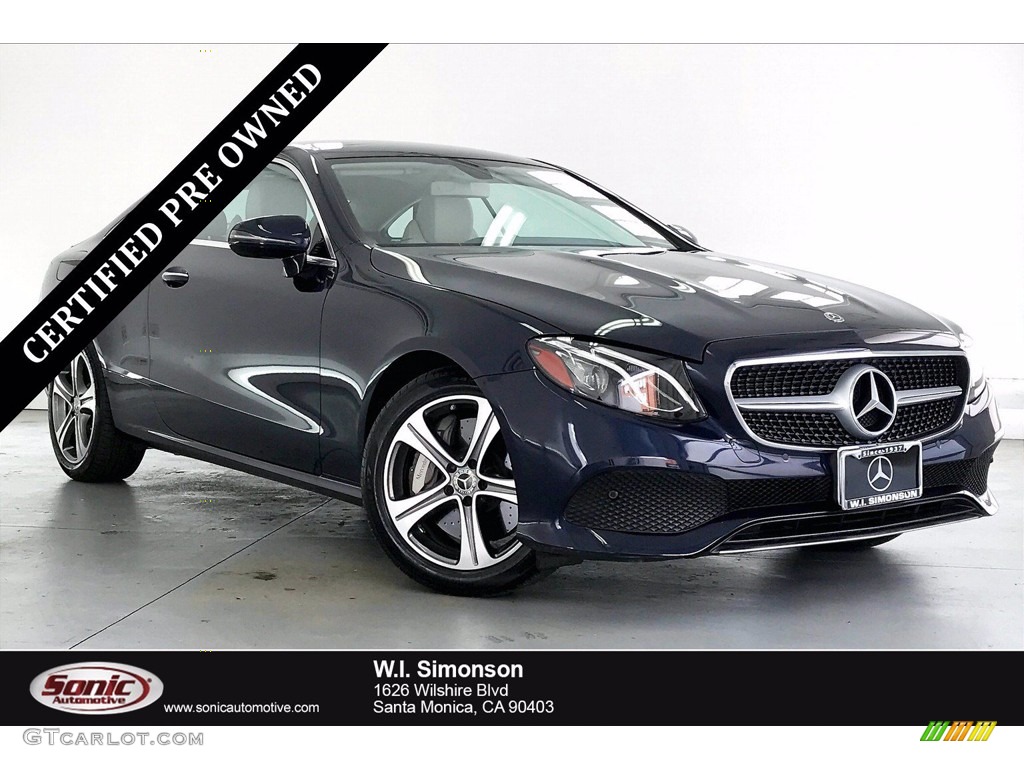 2018 E 400 Coupe - Lunar Blue Metallic / Macchiato Beige/Yacht Blue photo #1