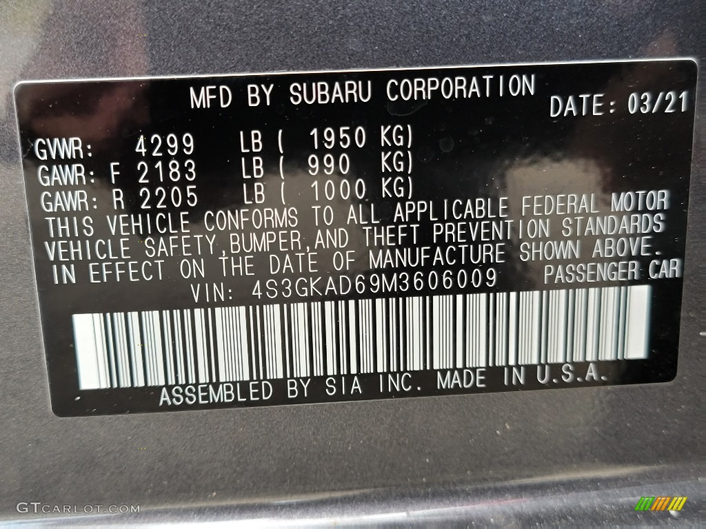 2021 Impreza Premium Sedan - Magnetite Gray Metallic / Black photo #10