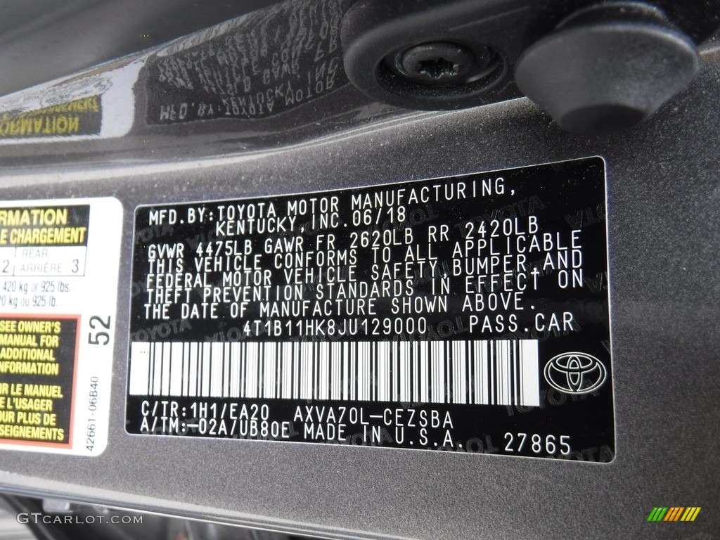 2018 Camry SE - Predawn Gray Mica / Black photo #27