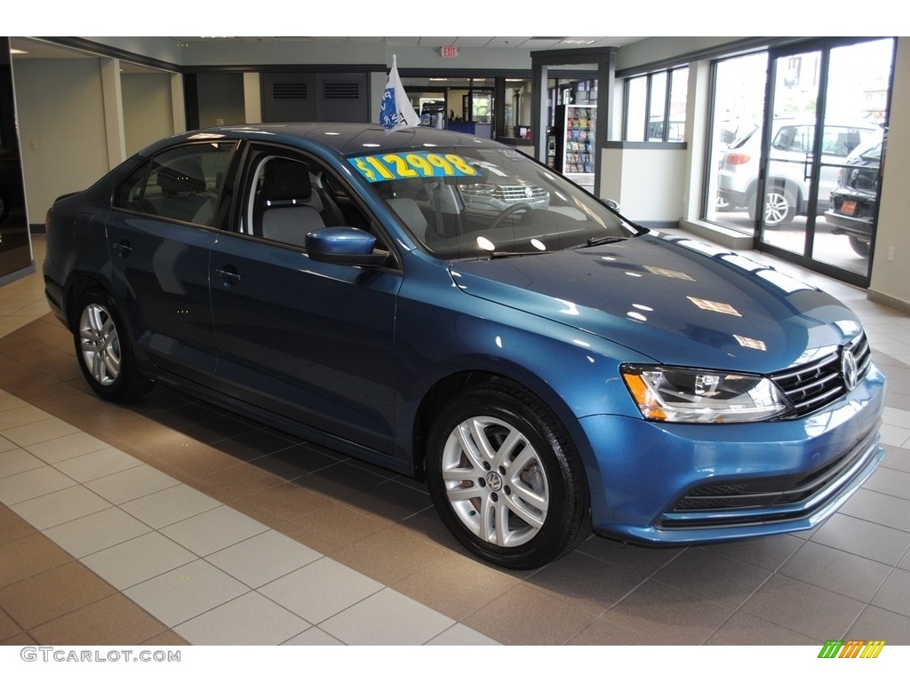 2018 Jetta S - Silk Blue Metallic / Black/Palladium Gray photo #2