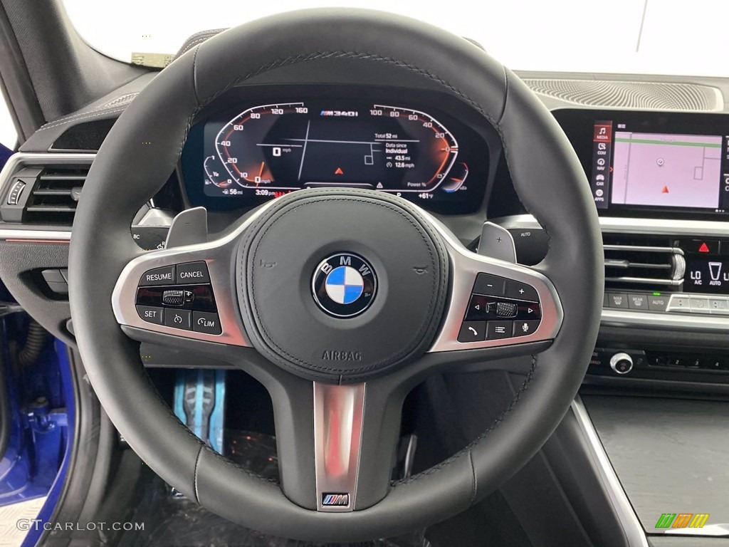 2021 BMW 3 Series M340i Sedan Black Steering Wheel Photo #141781076