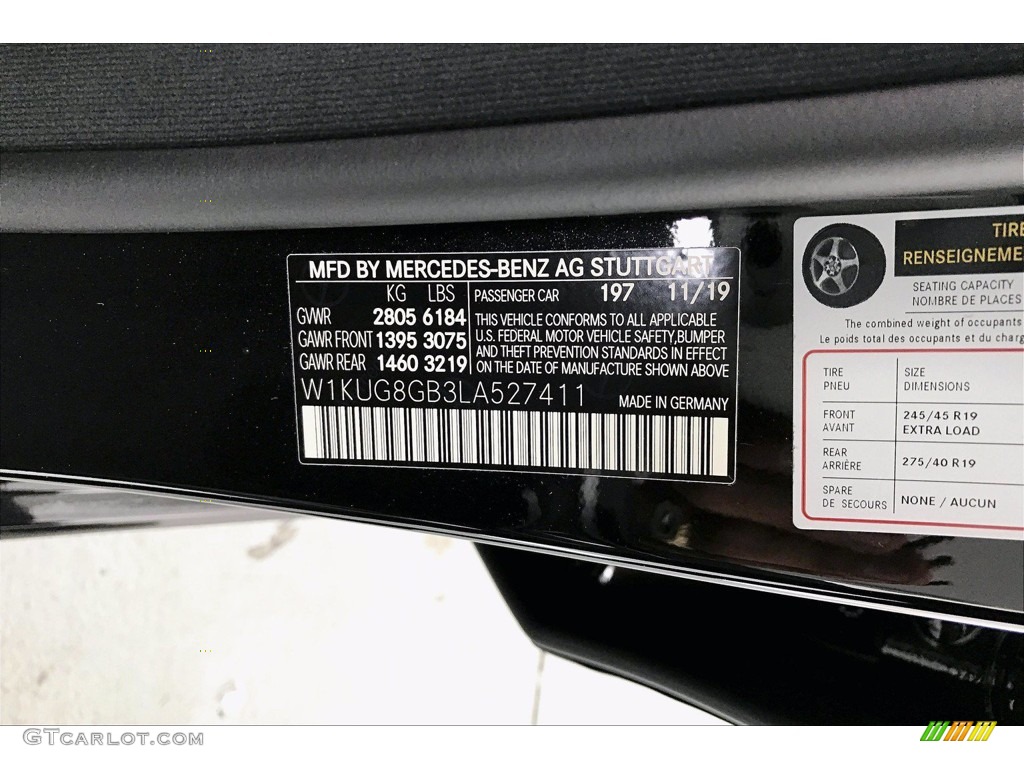 2020 S Color Code 197 for Obsidian Black Metallic Photo #141786179