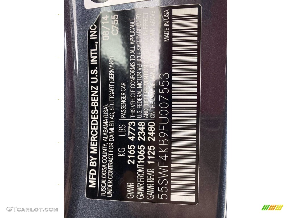 2015 Mercedes-Benz C 300 4Matic Color Code Photos
