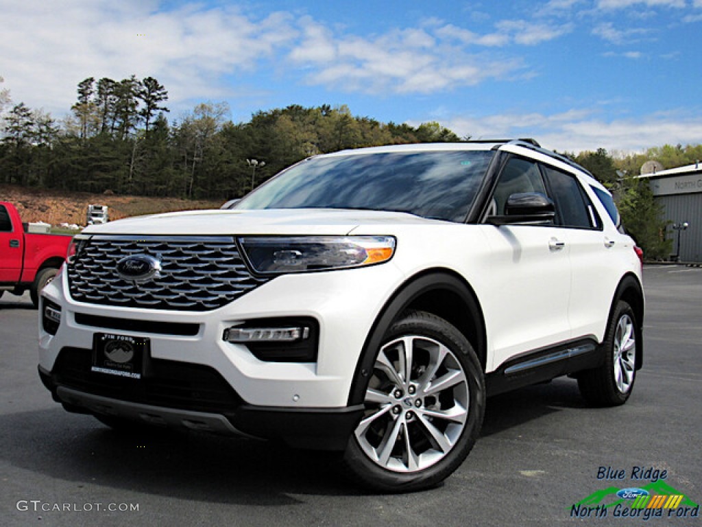 2021 Explorer Platinum 4WD - Star White Metallic Tri-Coat / Sandstone photo #1
