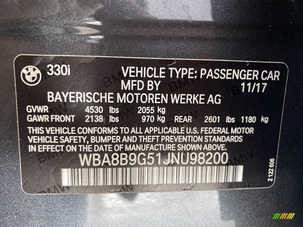 2018 3 Series 330i Sedan - Platinum Silver Metallic / Black photo #37