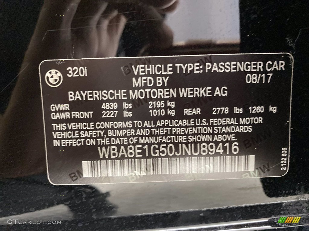 2018 3 Series 320i Sedan - Jet Black / Black photo #37