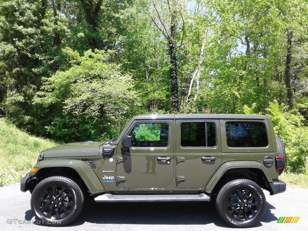 2021 Wrangler Unlimited Sahara 4xe Hybrid - Sarge Green / Black photo #1