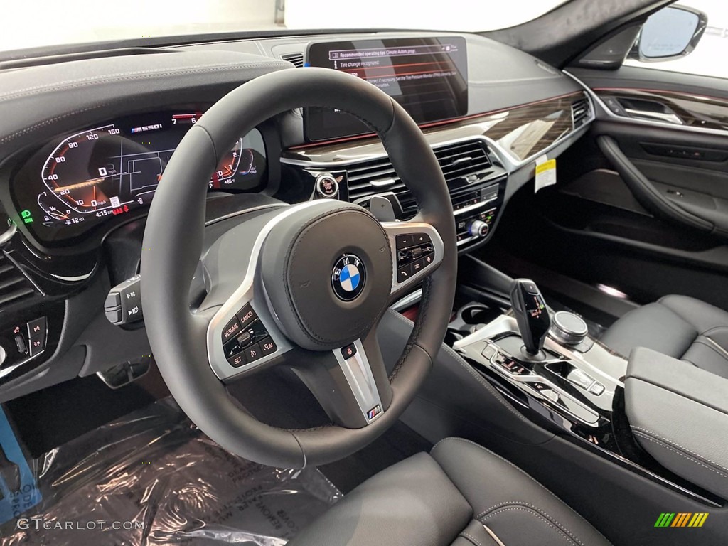 2021 BMW 5 Series M550i xDrive Sedan Black Steering Wheel Photo #141812053