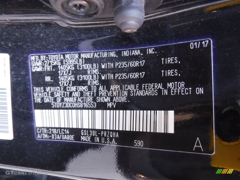 2017 Sienna XLE - Midnight Black Metallic / Ash photo #32