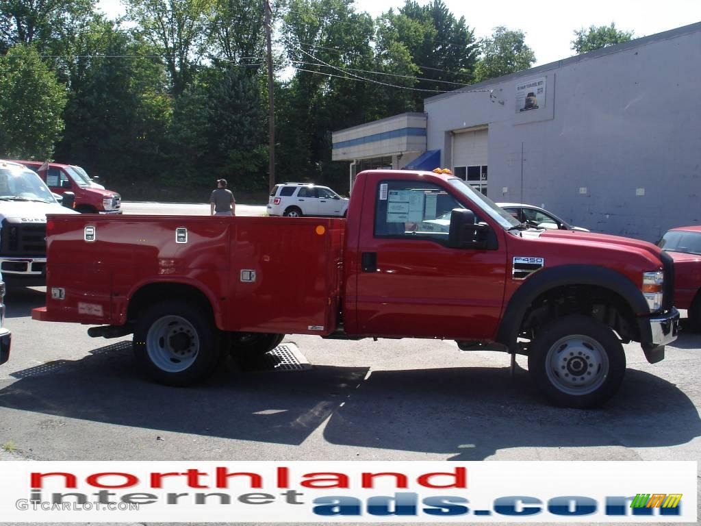 2009 F450 Super Duty XL Regular Cab 4x4 Chassis Commercial - Red / Medium Stone photo #1