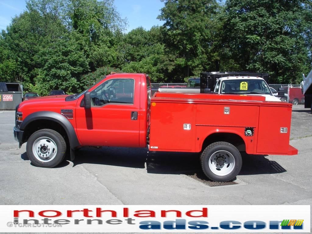 2009 F450 Super Duty XL Regular Cab 4x4 Chassis Commercial - Red / Medium Stone photo #6