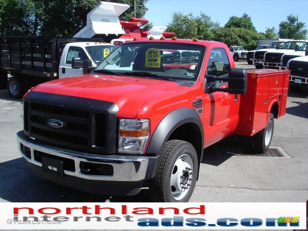 2009 F450 Super Duty XL Regular Cab 4x4 Chassis Commercial - Red / Medium Stone photo #12